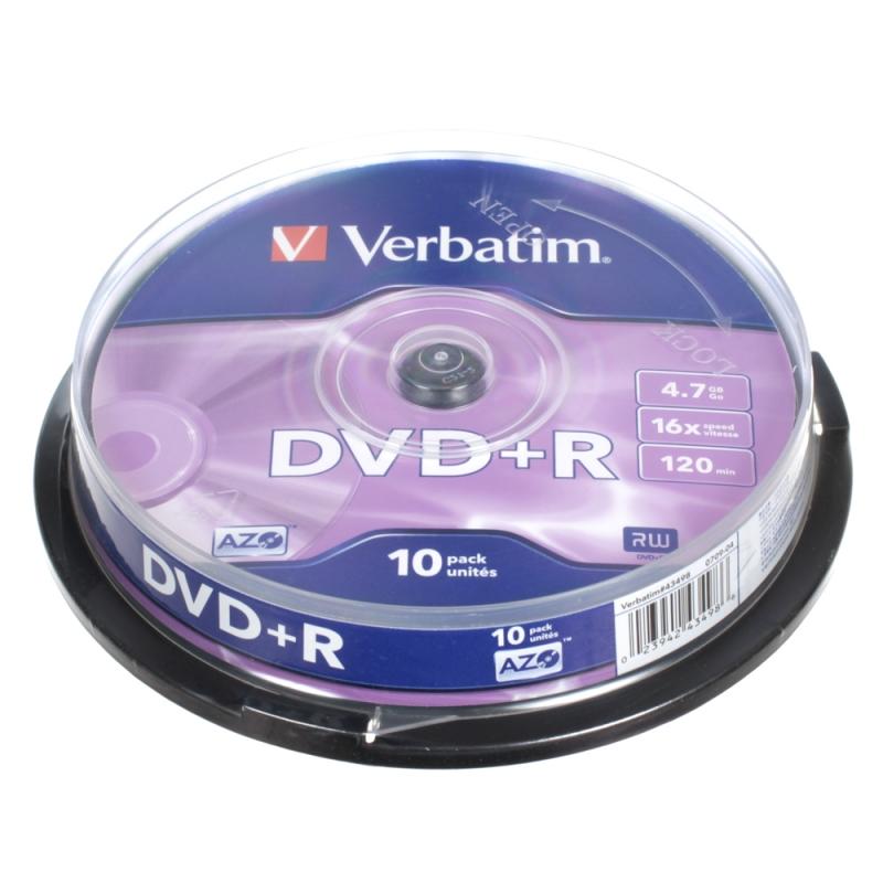   DVD+R 4.7GB 16x, 10  cake box, Verbatim
